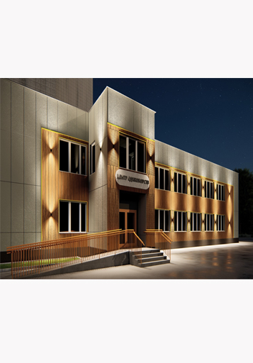 Архитектурное освещение фасада "Центр Единоборств" г. Москва